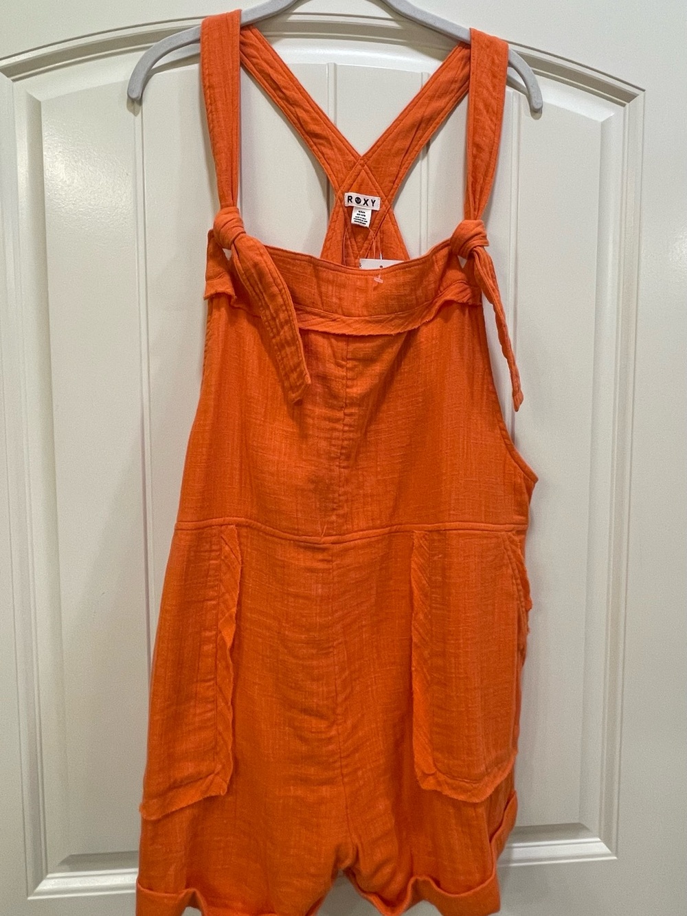 Roxy Orange Cotton Tie-Shoulder Romper Tunic